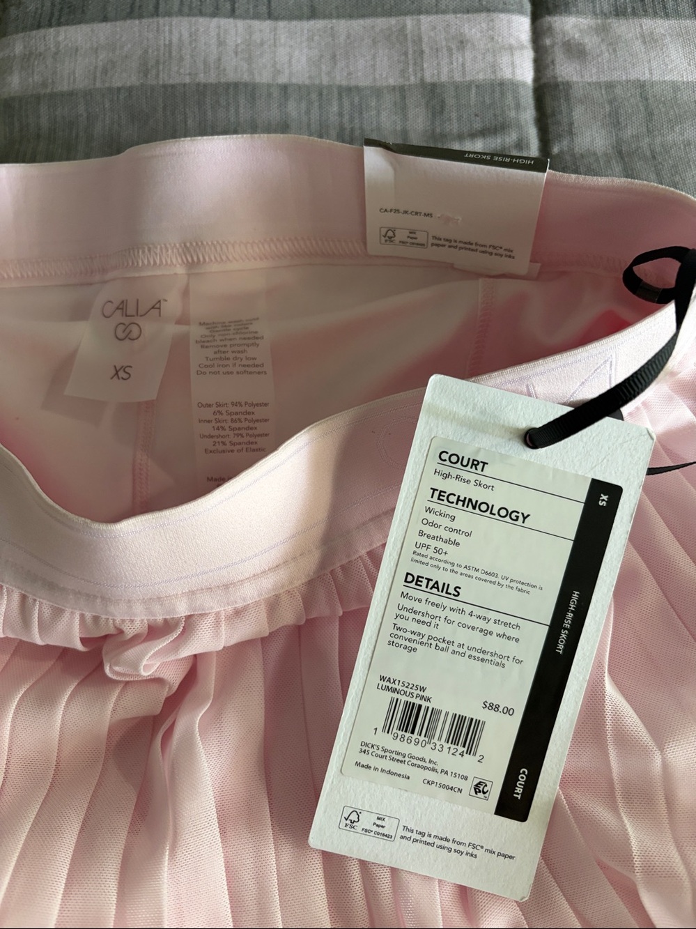 Calia Pleated 15” Mesh Skort in Luminous Pink XS - Picture 4 of 5